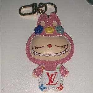 Leather labubu upcycled purse/bag charm Keychain